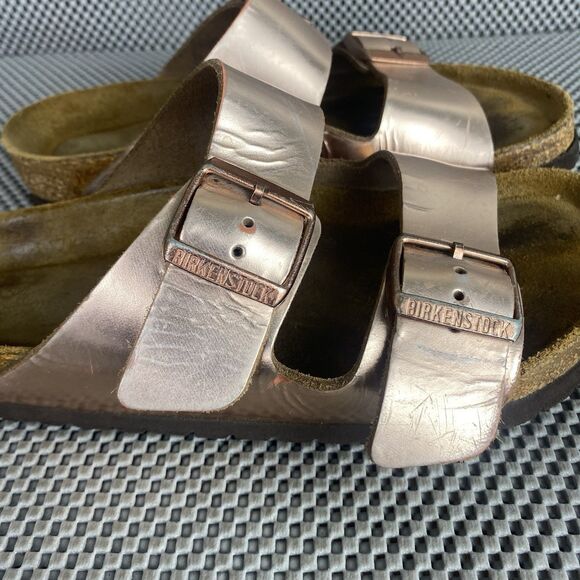 Birkenstock Arizona Sandals 37 L6 M4 Metallic Copper Buckle Made In Germany - Picture 10 of 15
